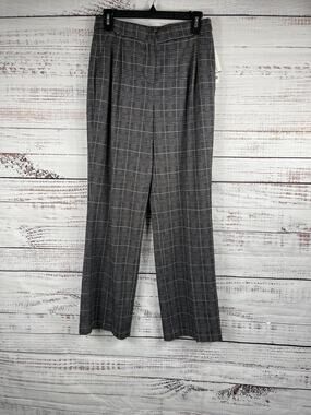 Bar III Pants Women's 4 Brown Plaid Alcazar Combo Straight Leg Pockets Workwear
